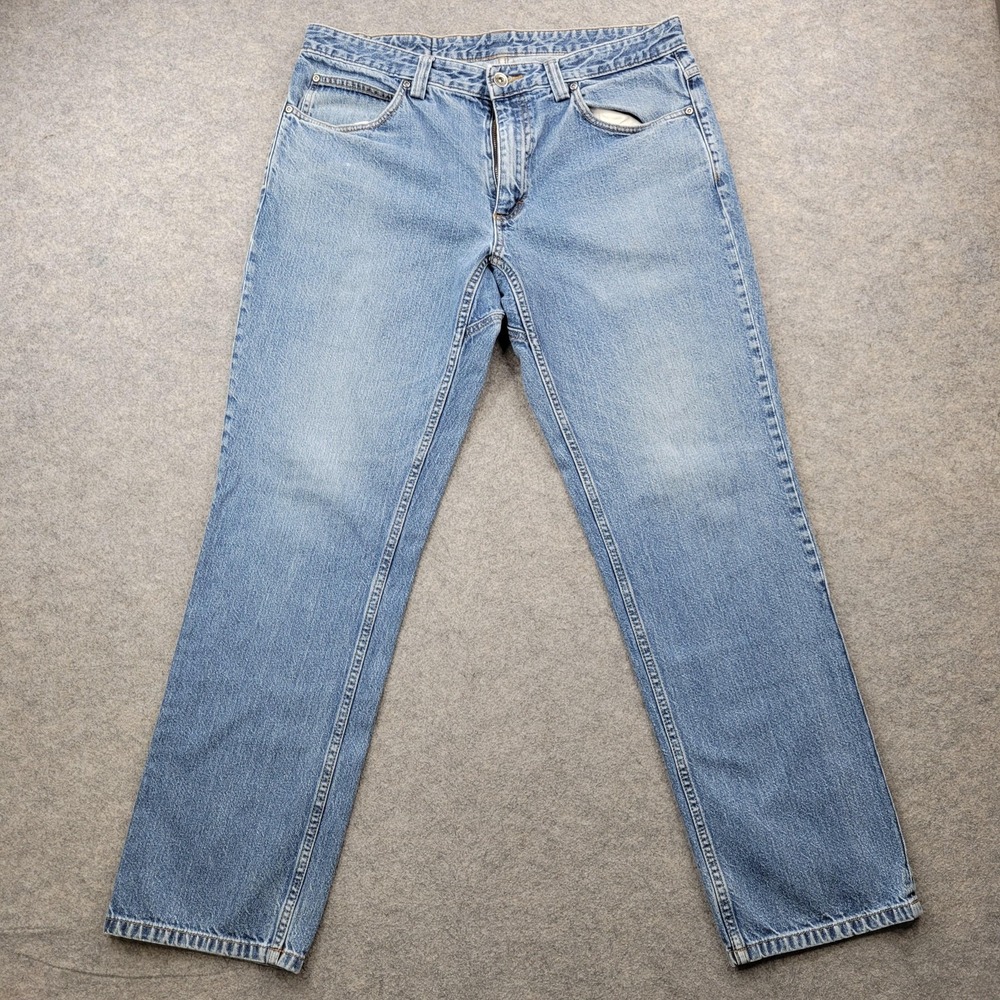 Duluth Trading Co Jeans Mens 34x30 Light Wash Blue Relaxed Straight Denim Pants